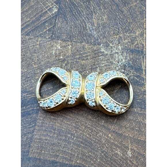 Gold Plated Cubic Zirconia Crystal Bow Slider Pendant - Picture 6 of 7